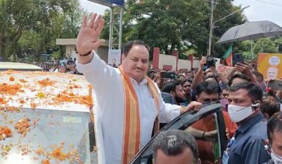 Assembly Election 2023 : BJP President J.P. Nadda arrives in Tripura on a 2-days-visit to campaign for BJP